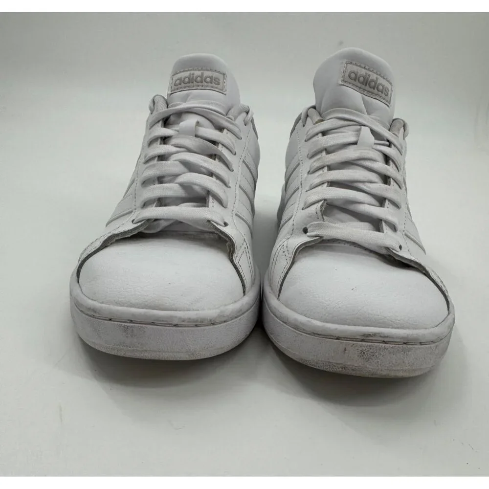 Adidas Grand Court White Leather Sneakers Mens Sz 9 Lace-Up Casual Shoes